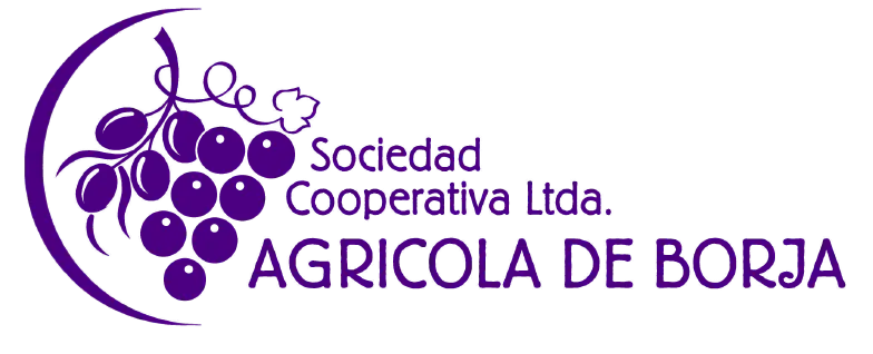 Logotipo morado de la Sociedad Cooperativa Agrícola de Borja, productora de vino y aceite de oliva en Zaragoza